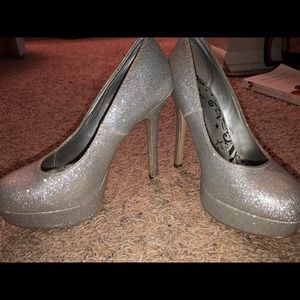 Brash silver glitter 5 inch platform heel